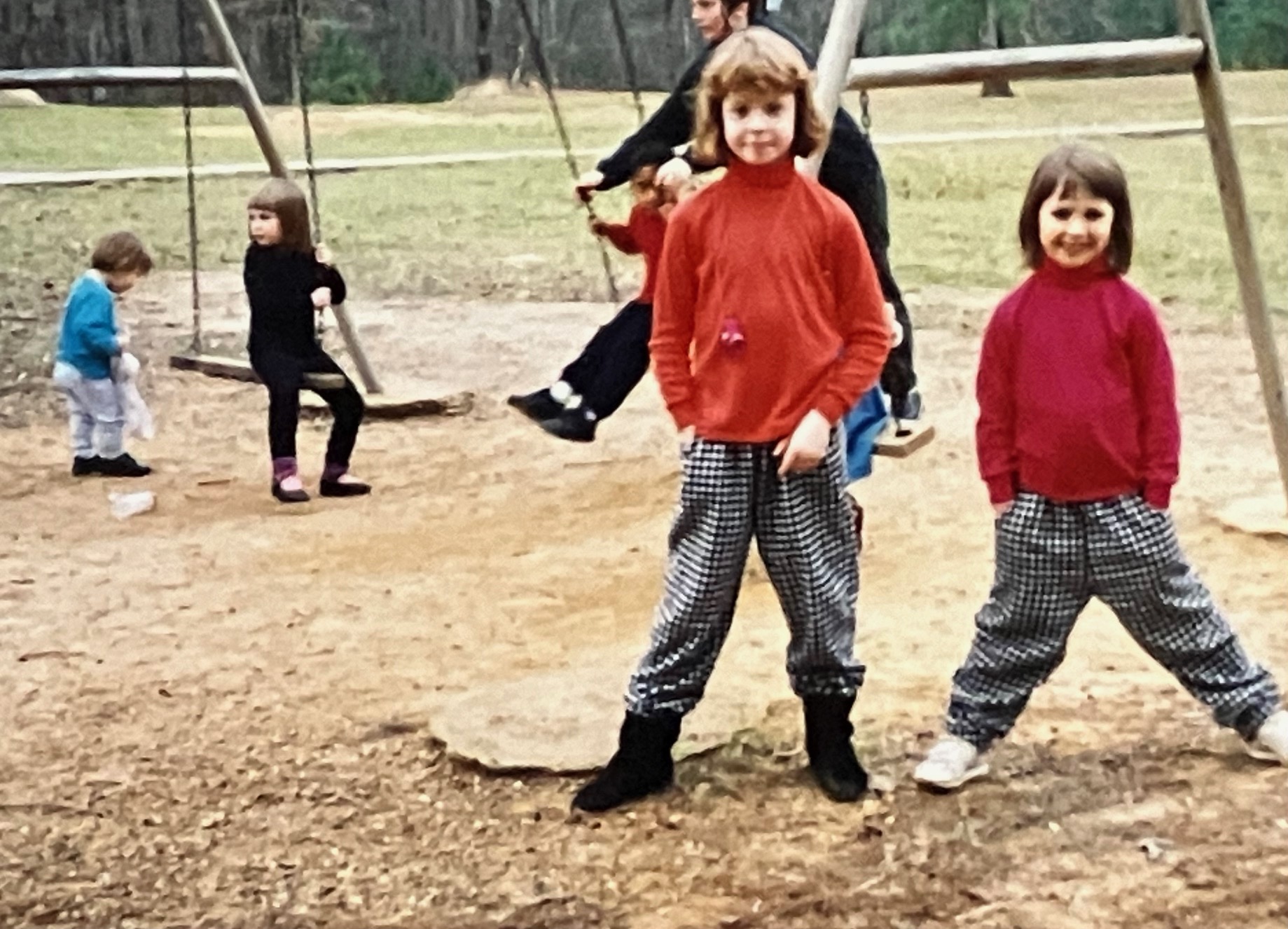 Jake Streich-Kest, Jessie Streich-Kest, Aileen Talbott-Kelleher, Ryan Talbott-Kelleher play at ACORN Year End mtg, 1992