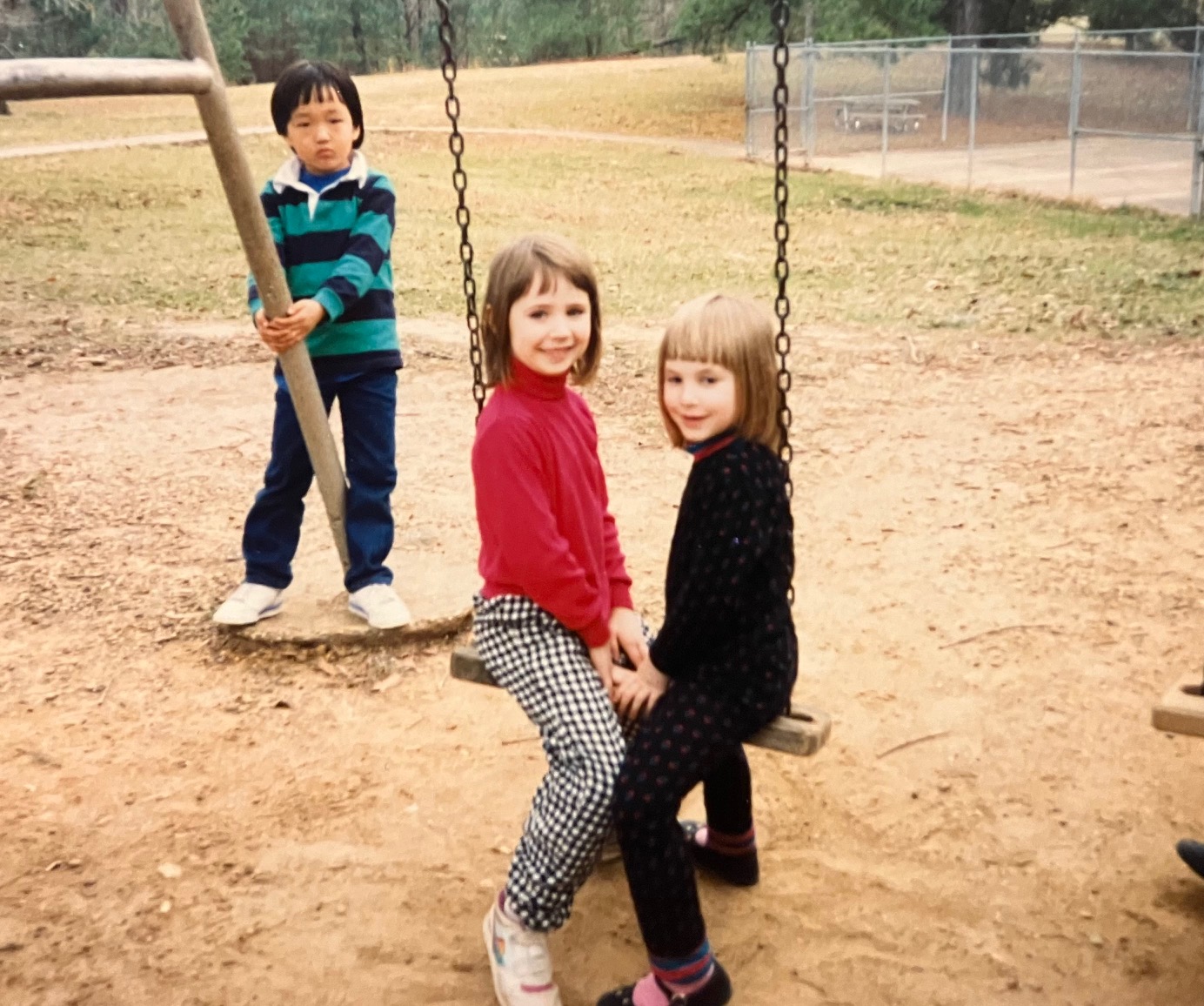 Mark Pollett, Ryan Talbott-Kelleher, Jessie Streich-Kest play at ACORN Year End mtg, 1992