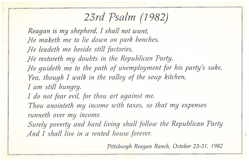 “23rd Psalm (1982)” from the Pittsburgh Reagan Ranch on October 23-31, 1982.