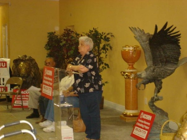 Photograph of ACORN organizing in the wake of Hurricane Katrina (photo credit: Tanya Harris-Glasow or Marie Hurt).