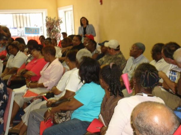 Photograph of ACORN organizing in the wake of Hurricane Katrina (photo credit: Tanya Harris-Glasow or Marie Hurt).