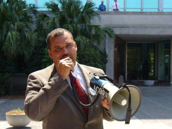 Photograph of ACORN organzing in New Orleans in the wake of Hurricane Katrina (photo credit: Tanya Harris-Glasow or Marie Hurt).