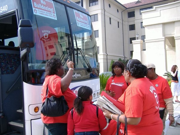Photograph of ACORN organzing in New Orleans in the wake of Hurricane Katrina (photo credit: Tanya Harris-Glasow or Marie Hurt).
