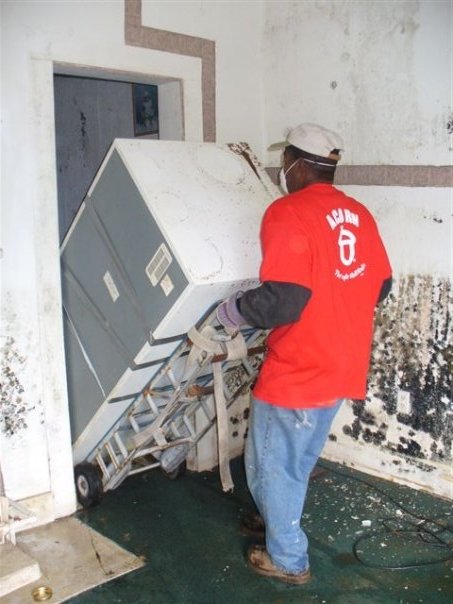 Photograph of ACORN-led clean-ups in New Orleans in the wake of Hurricane Katrina (photo credit: Tanya Harris-Glasow or Marie Hurt).