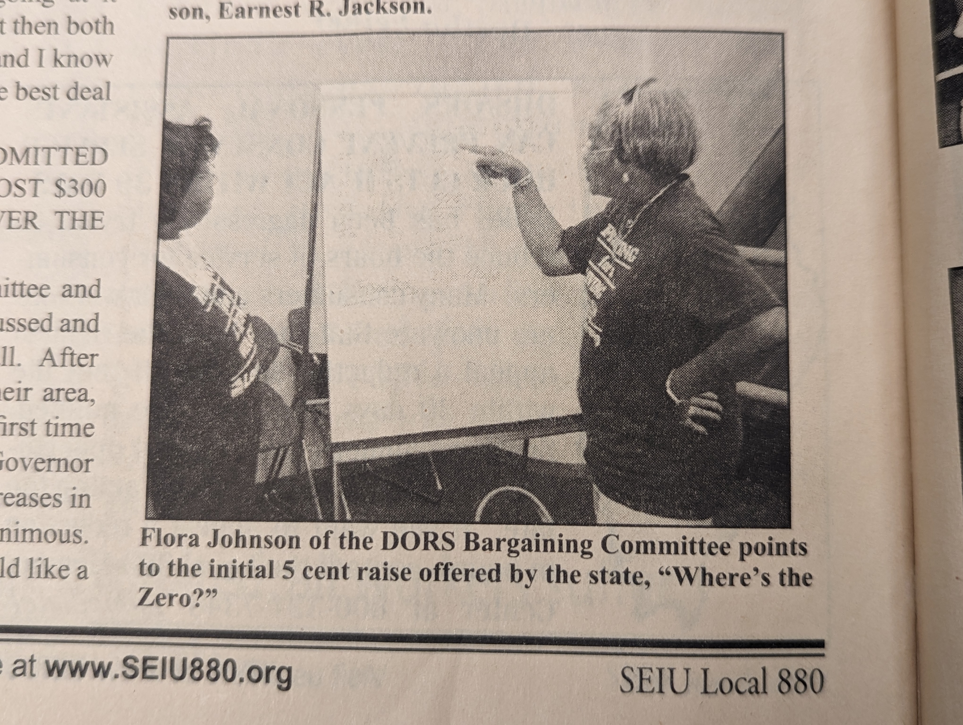 Flora Johnson featured in SEIU Local 880 materials.