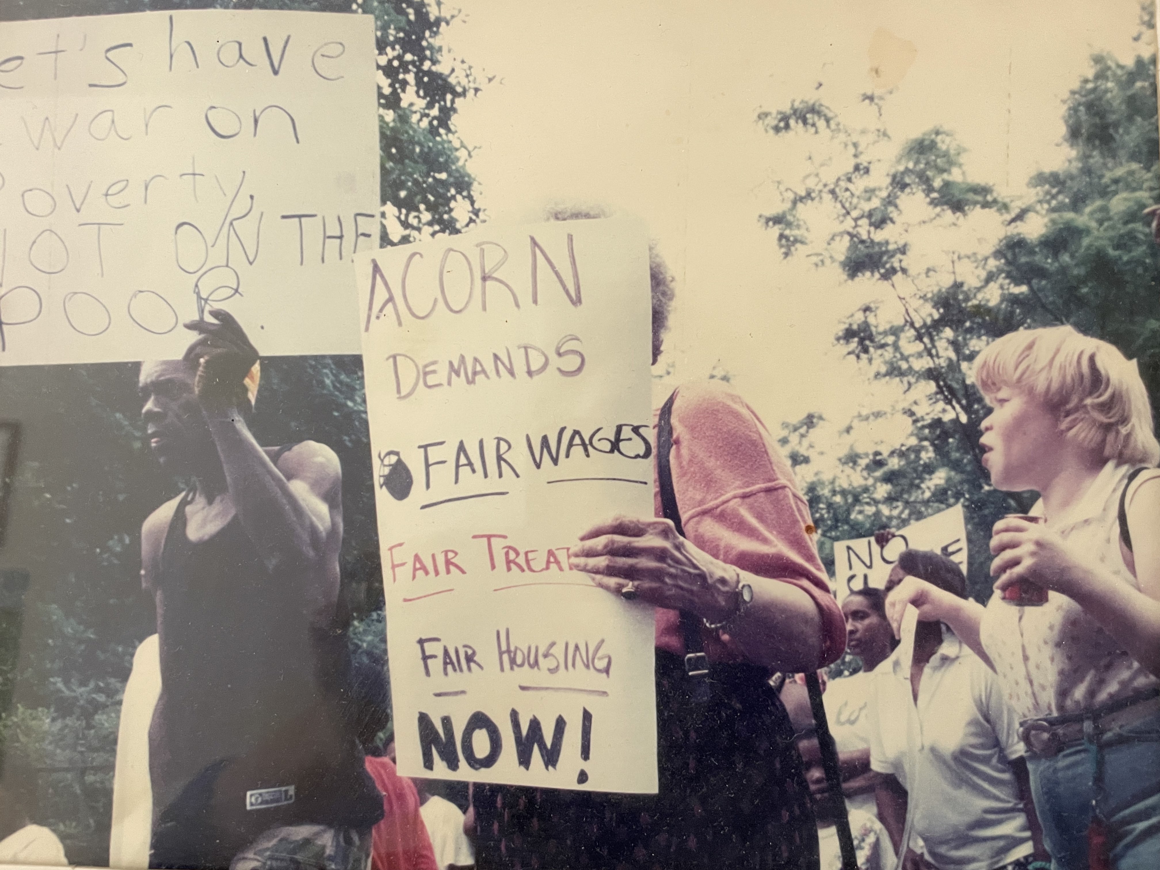 Photograph of an ACORN action from the Arkansas Community Organizations (ACO) office in Little Rock, Arkansas