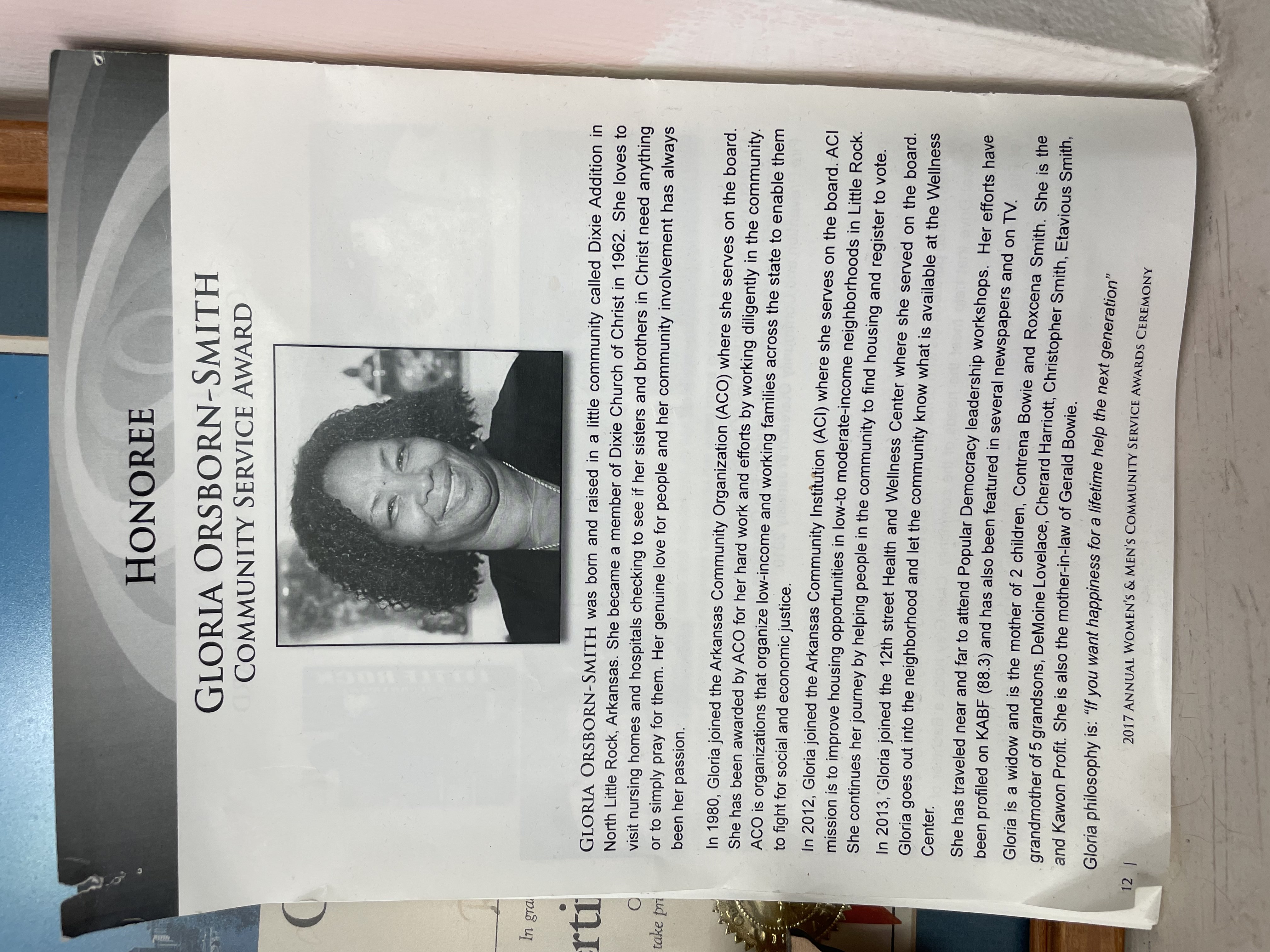 Photographs featuring ACORN member/leader Gloria Smith from the Arkansas Community Organizations (ACO) office in Little Rock, Arkansas