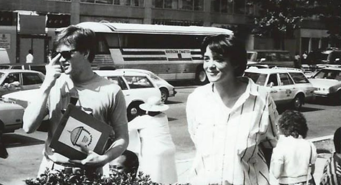 Photograph of Peter Wood (Executive Director, ACORN Housing/Mutual Housing Association of NY) and Susan Harris (St. Louis Canvass Director) in DC at the ACORN National Convention in 1986.